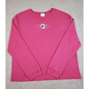 Vintage Disney Store Mikey Sweatshirt Embroidered Graphic Dark Pink Size Large